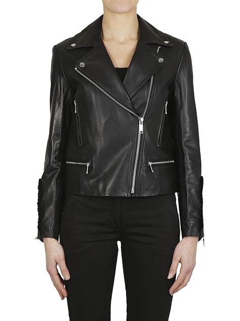 michael kors lederjacke biker|Belted Leather Biker Jacket .